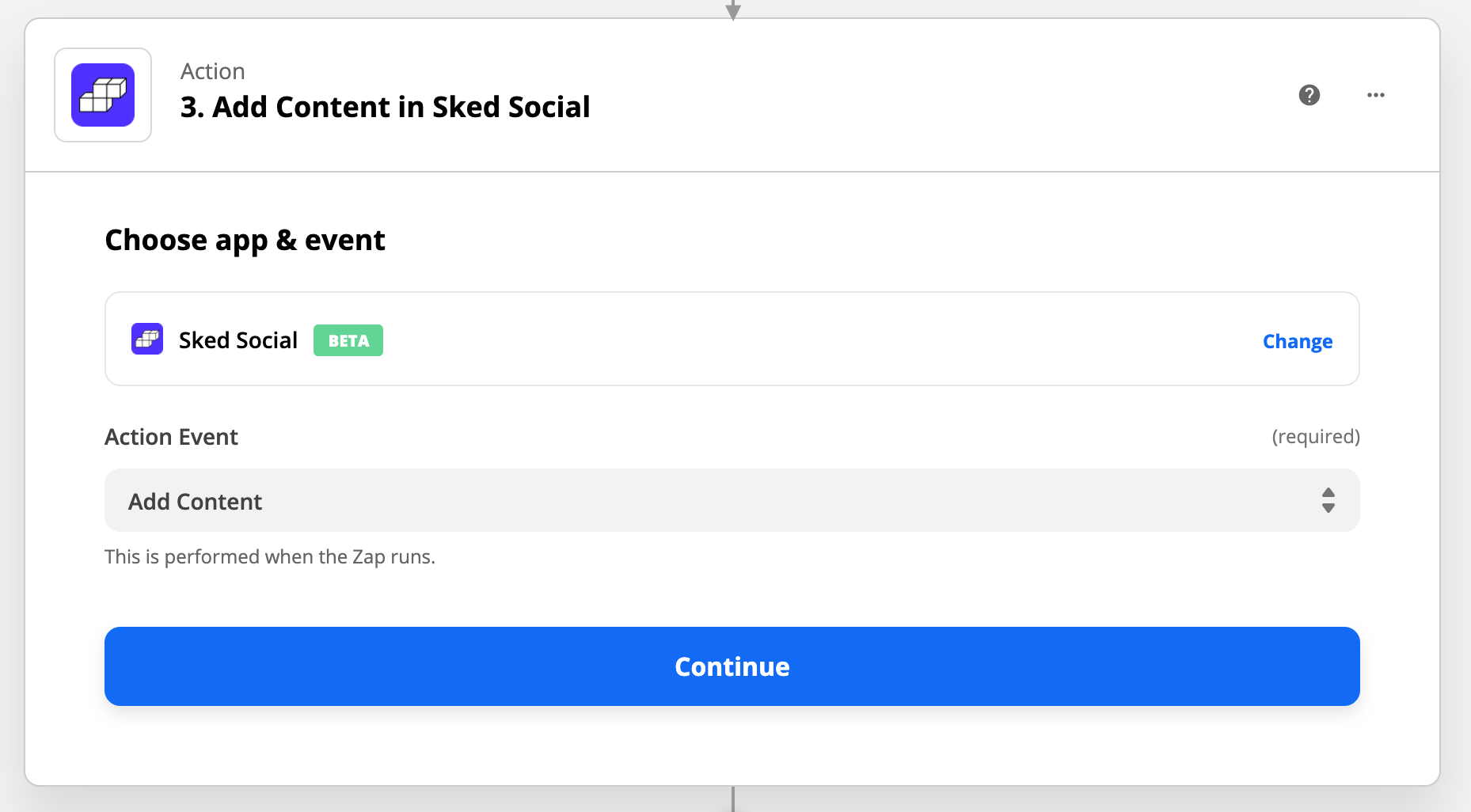 Adding SkedSocial as an action in Zapier