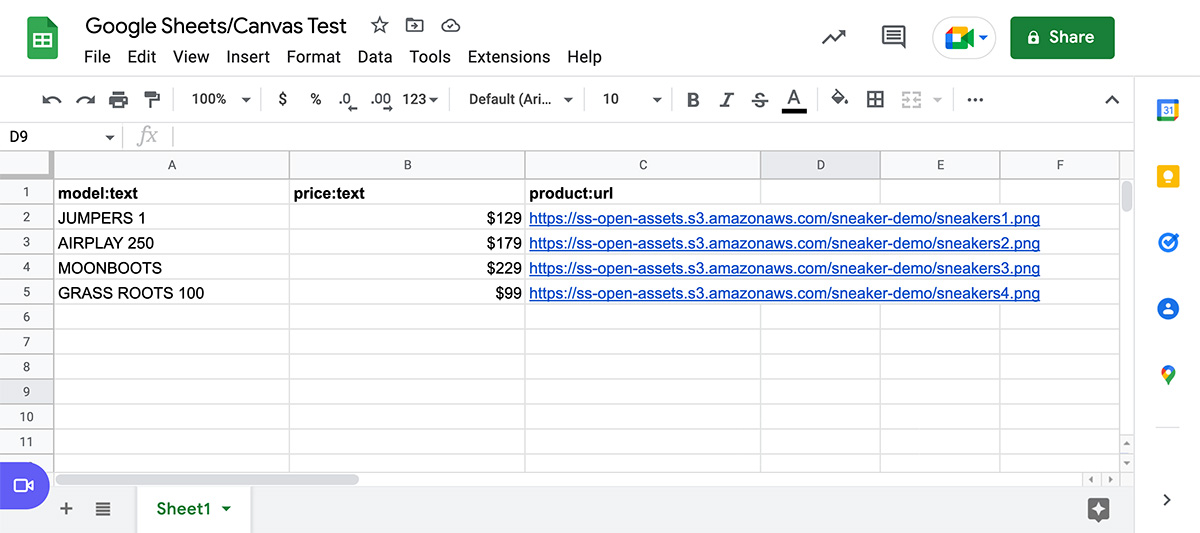 Google Sheets Document