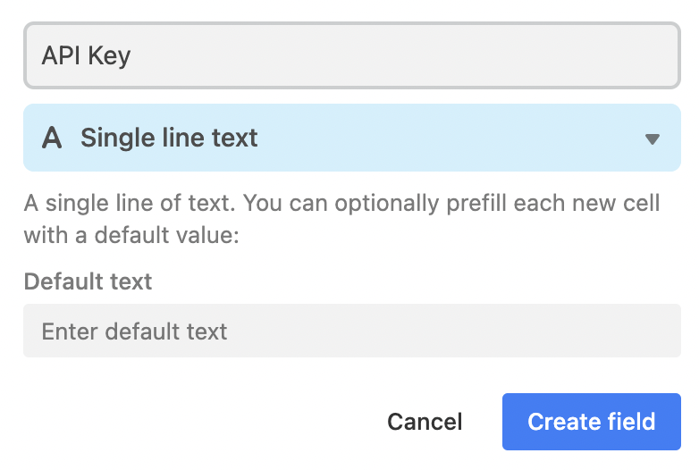 Add a field for the API key